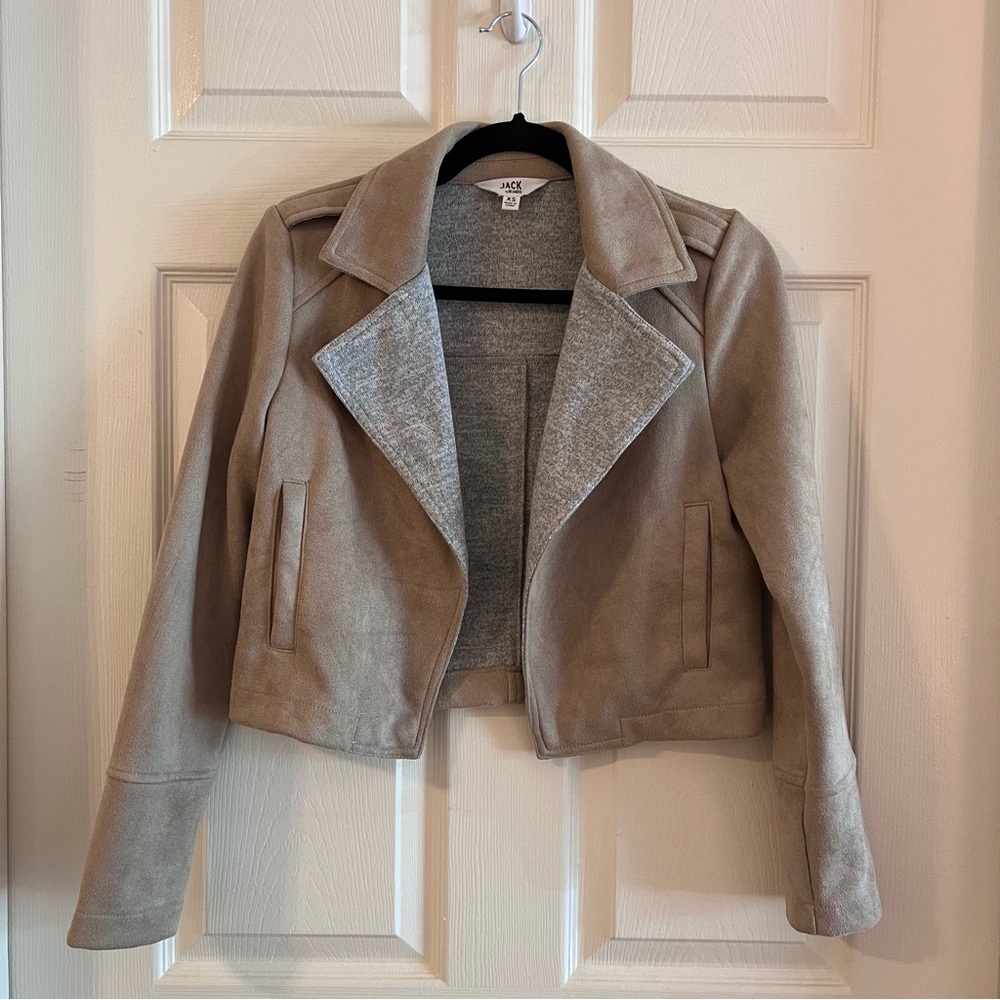 BB Dakota Tan Suede long Sleeve Jacket with Gray Cotton Interior